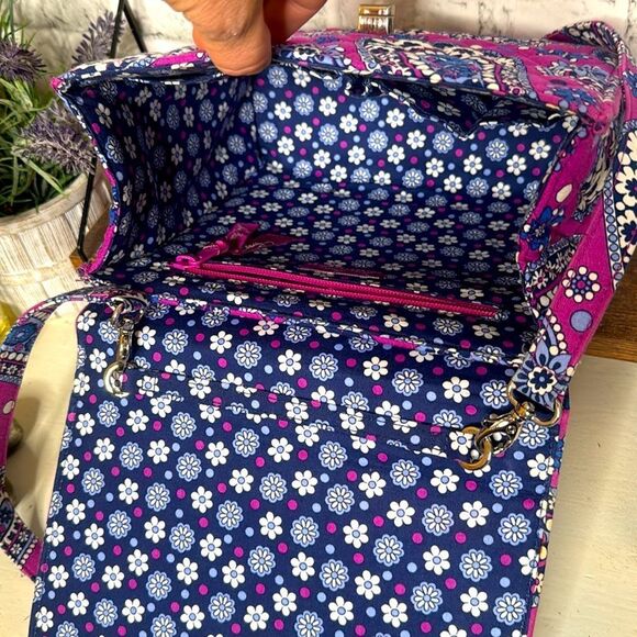 Vera Bradley Boysenberry Julia HandBag Purse 3” Handle W/ Shoulder Strap - Picture 8 of 9